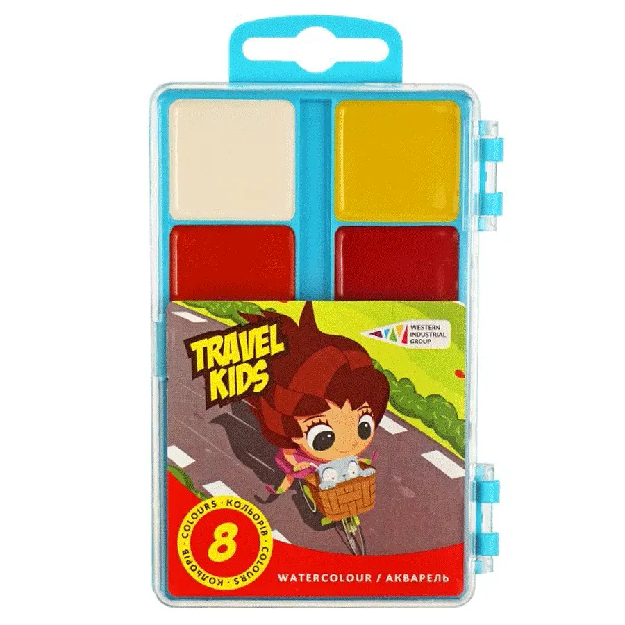 Набір дитячої акварелі Travel kids 8 кол. без пензлика пластик Гамма’UA
