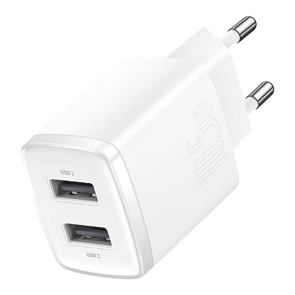 Зарядний пристрій Baseus Compact 2xUSB 10.5W 2.1A White (CCXJ010202) - фото 2