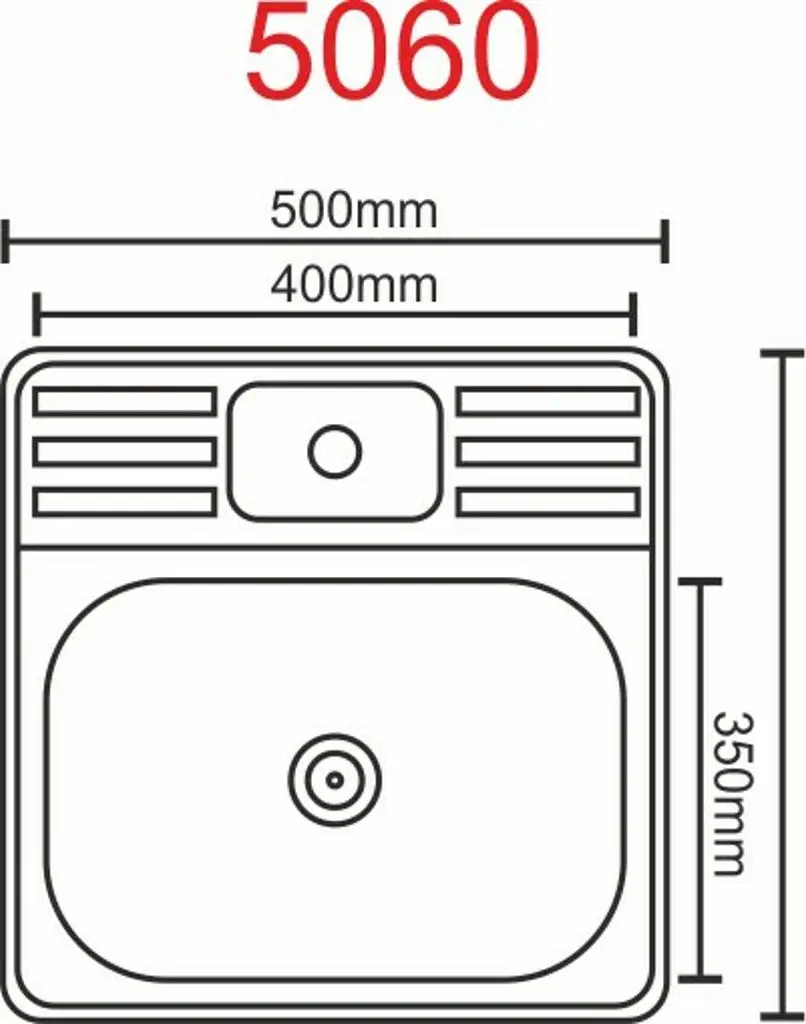 Кухонна мийка Рlatinum 5060 з нержавіючої сталі 0.5 мм прямокутна 50x60 см сатин (000014275) - фото 2