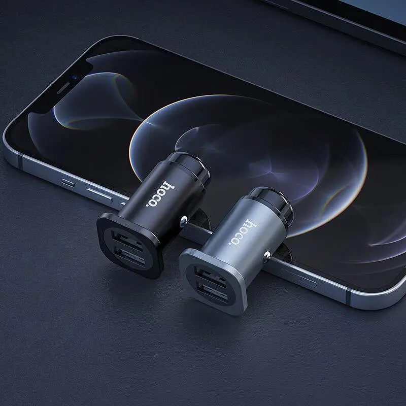 Адаптер автомобільний Hoco Lightning Cable Wise road dual port Car charger set NZ4 |2USB, 4.8A| - фото 2