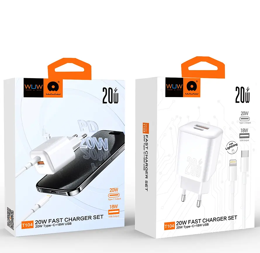Мережевий зарядний пристрій з кабелем WUW-T104L PD20W A+C Lightning kit - фото 2