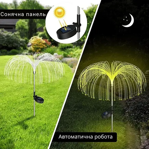 Світильник садовий від сонячної батареї 80см "Медуза" 9297 RGB декоративний ліхтар для саду 2 шт - фото 6