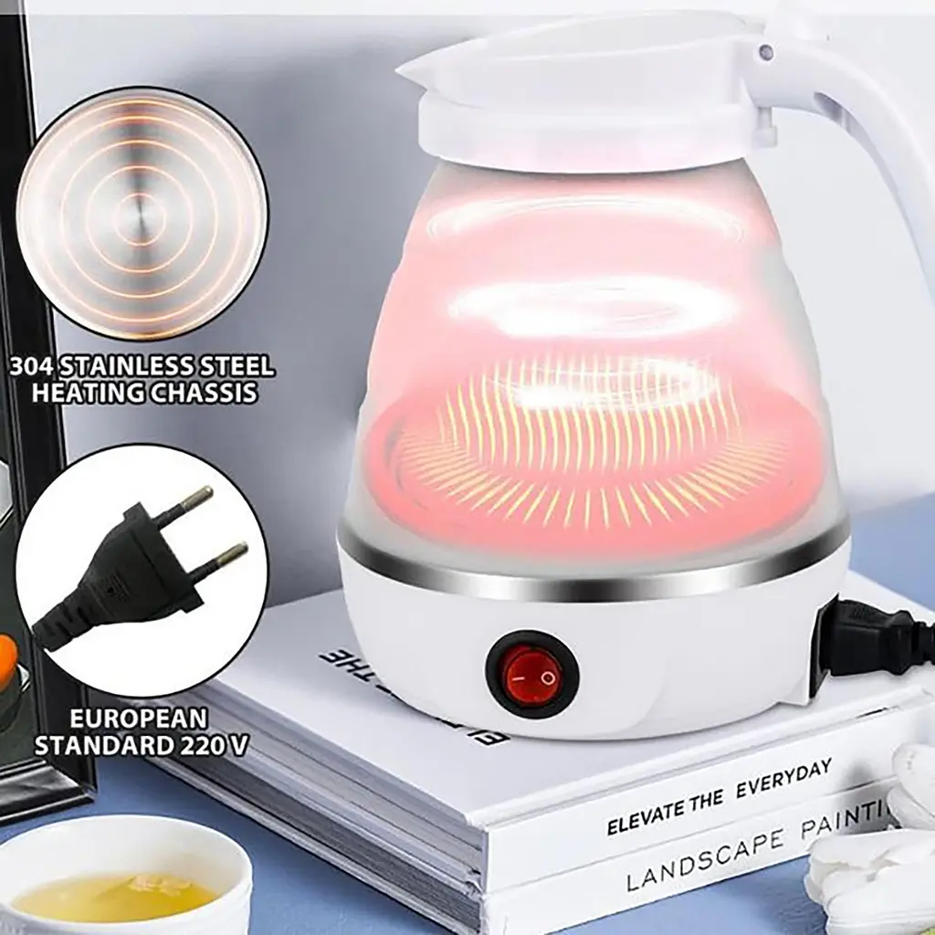 Універсальний силіконовий електричний дорожній чайник HYLLIS Electric Kettle 600 мл, Kitchen Master 87757 - фото 2