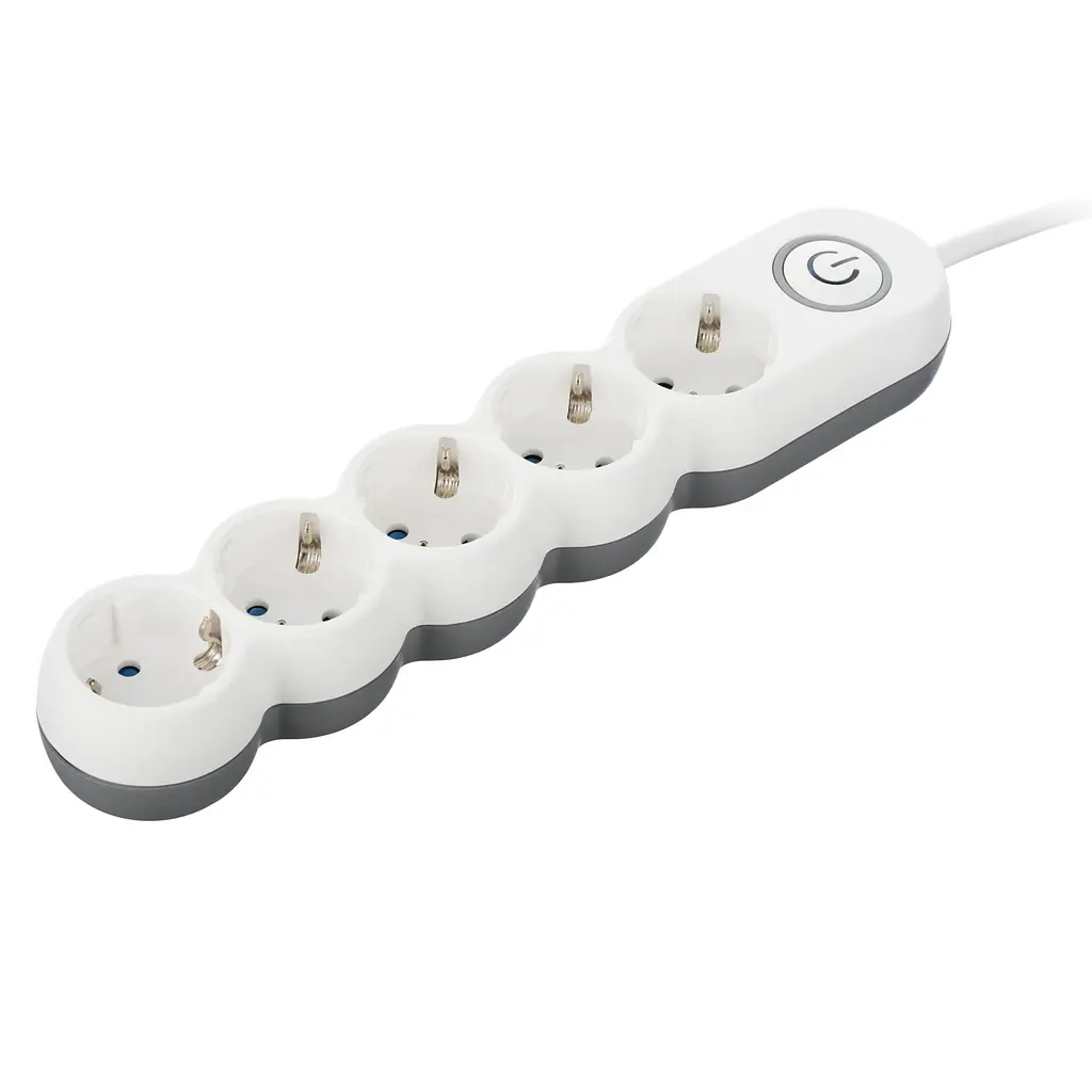 Подовжувач мережевий 5 розеток 3 метри 2E Plus Power Extension 5 Type F 3m 10A White-Grey - фото 2
