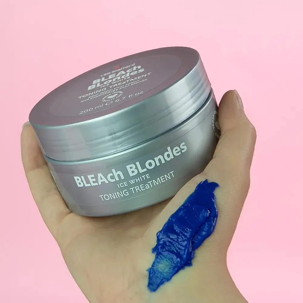 Маска для волос с синим пигментом Bleach Blondes Ice White Toning Treatment Mask Lee Stafford 200 мл - фото 3