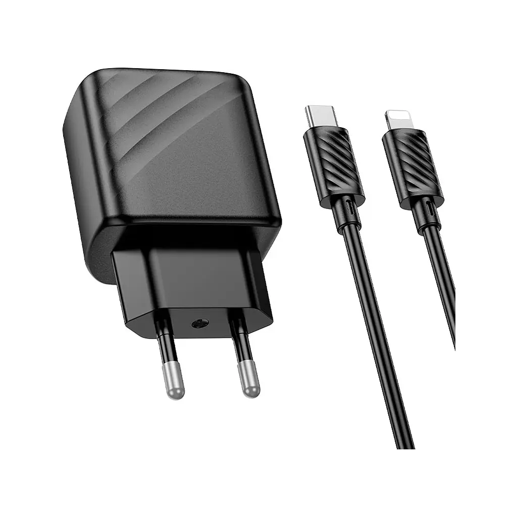Зарядний пристрій HOCO CS22A Value USB-C PD 30 Вт + кабель USB-C — Lightning чорний (6942007609920) - фото 3