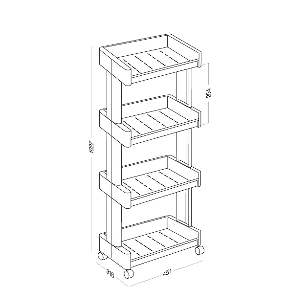 Етажерка чотириярусна на колесах MVM, біла (FH-04 WHITE) - фото 8