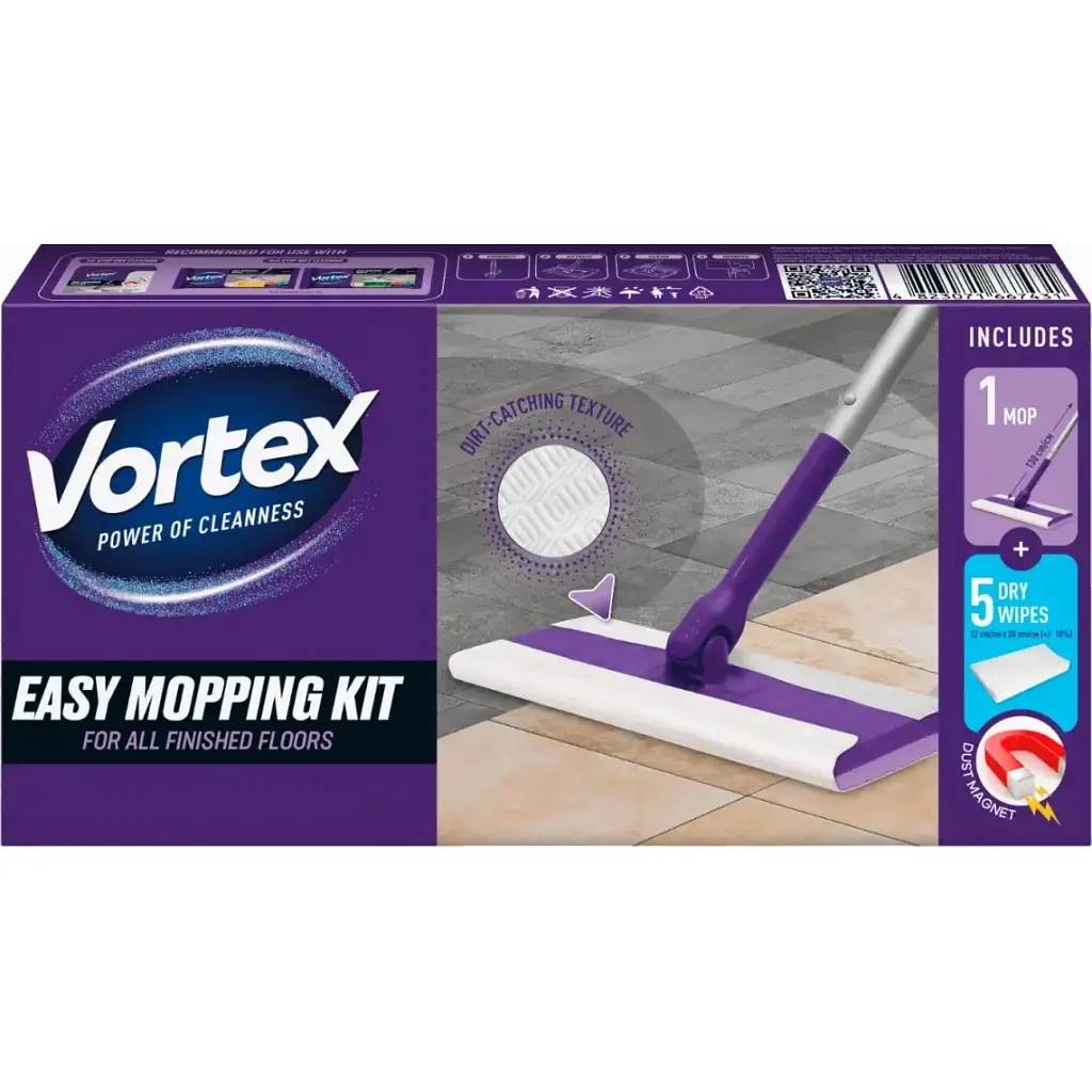 Швабра Vortex Для прибирання підлоги + Сухі серветки для підмітання 5 шт. (4823071667431)