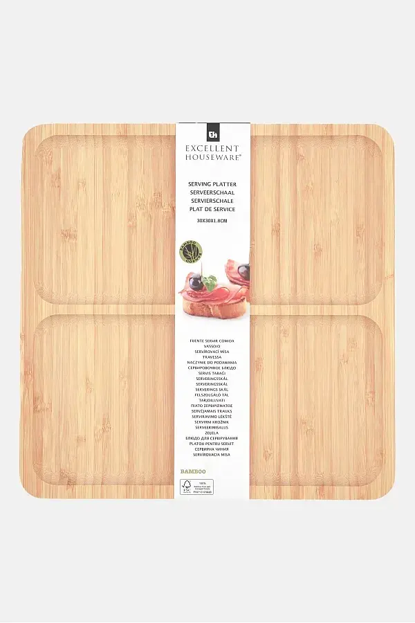 Блюдо сервірувальне Excellent Houseware Wooden Serving Platter 30 x 30 x 1.8 cm