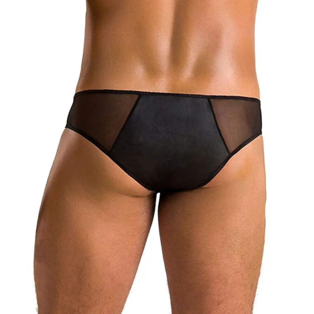 Чоловічі сліпи на блискавці Passion 042 SLIP TIMMY L/XL Black, екошкіра, сітка - фото 2