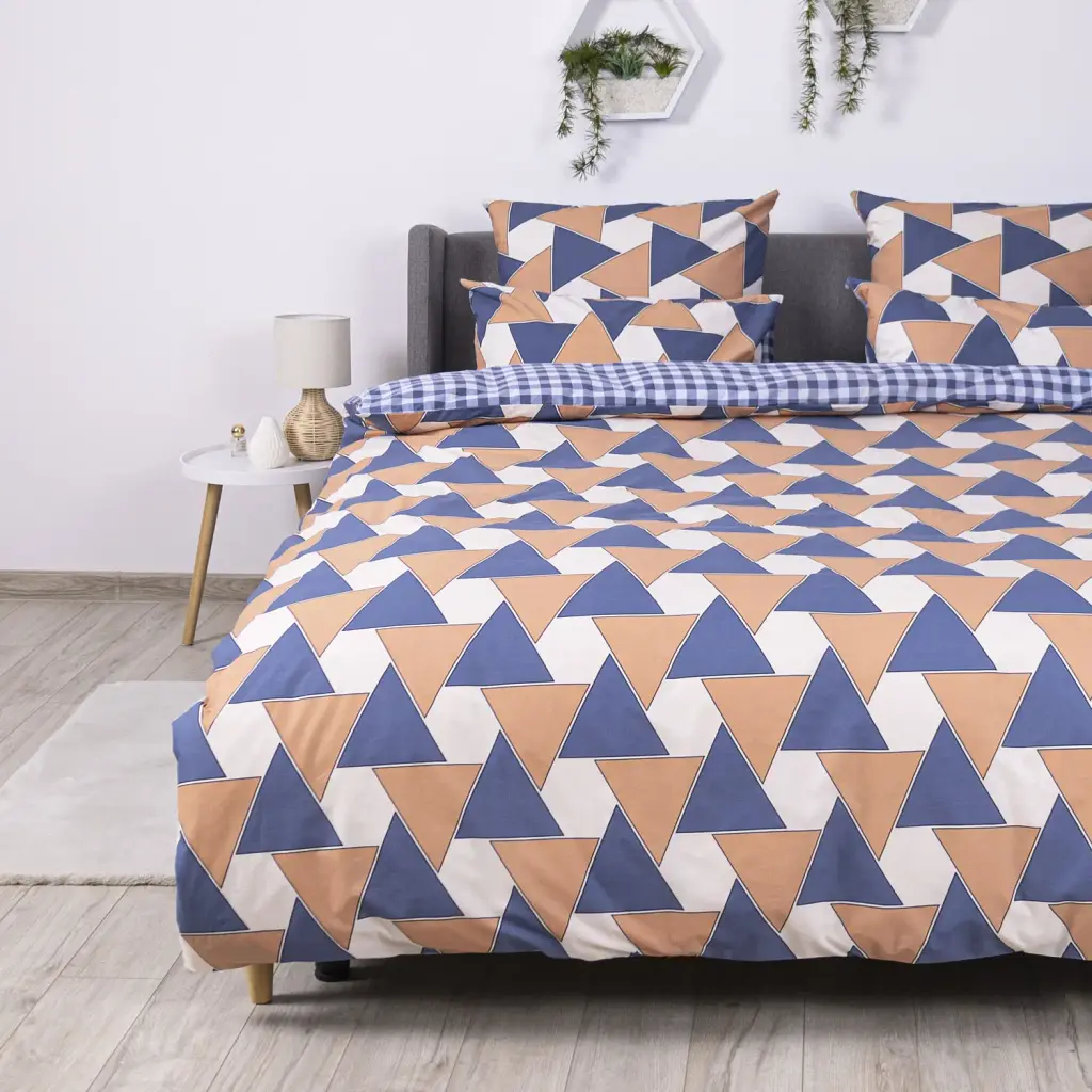 Комплект постільної білизни ТЕП Happy Sleep Delta ранфорс 50x70 євро синій - фото 5