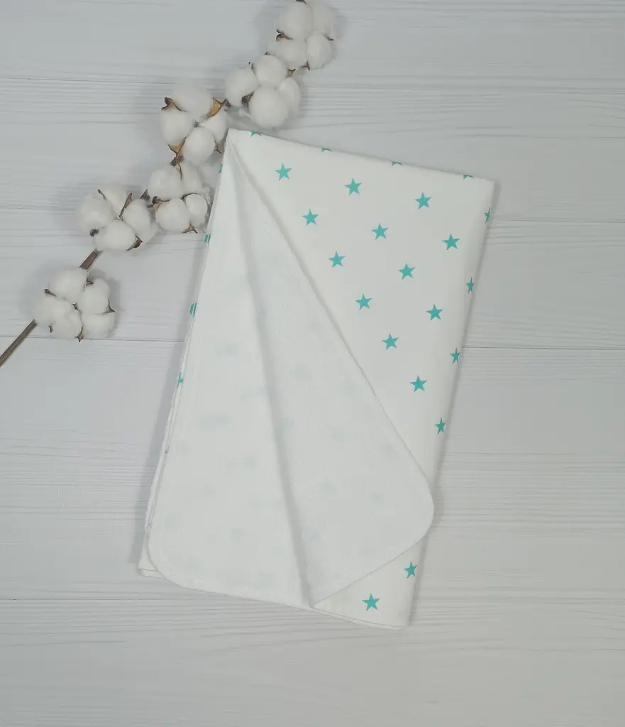 Пелюшка дитяча багаторазова непромокальна a.l.babybox Зірки 80x100 см М'ятно-білий (NV 18148392) - фото 2
