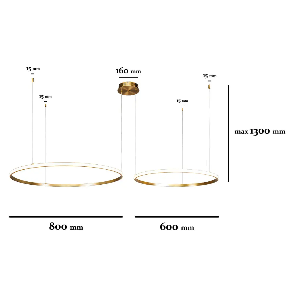 Люстра стельова LED Levistella 7529833-2B BRONZE LED (600+800), 130W, бронзовий метал, 3 режими світла, діаметр 600/800мм - фото 4