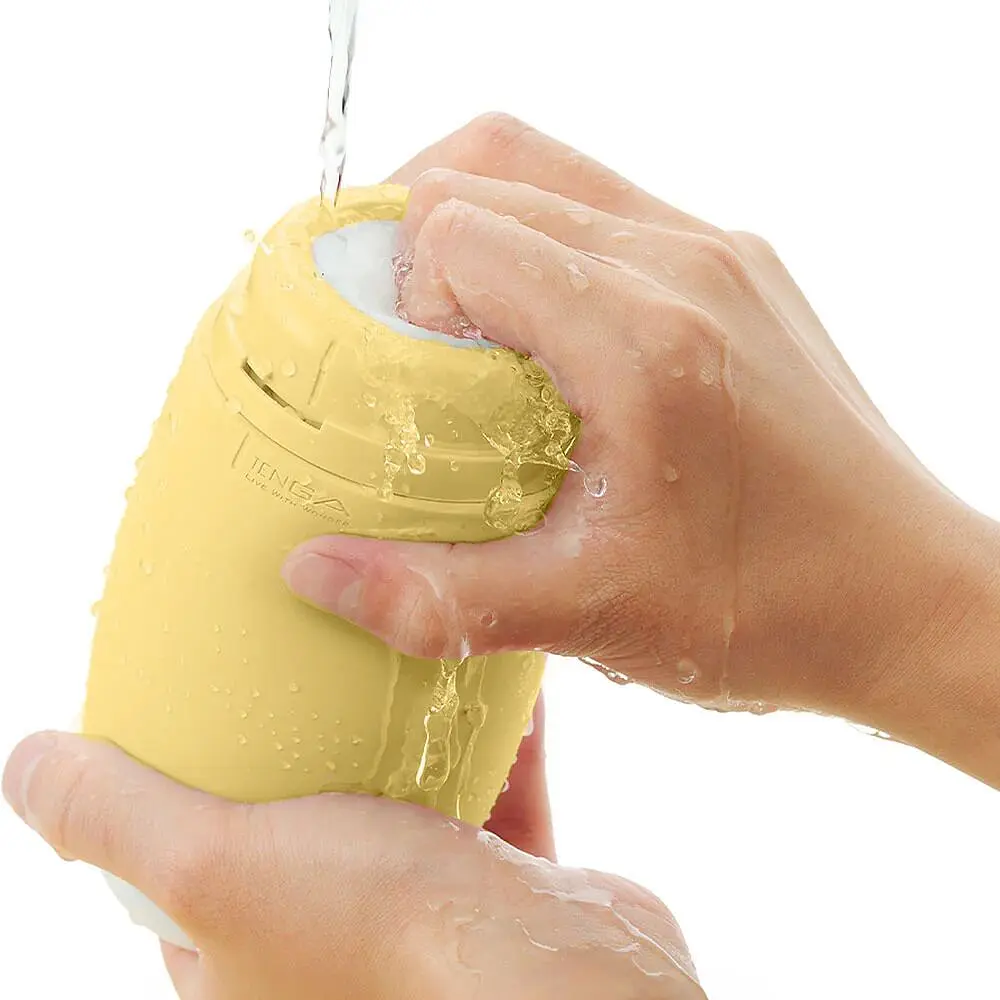 Мастурбатор TENGA PUFFY Custard Yellow, ультрам’який матеріал, багаторазовий, наскрізний - фото 7