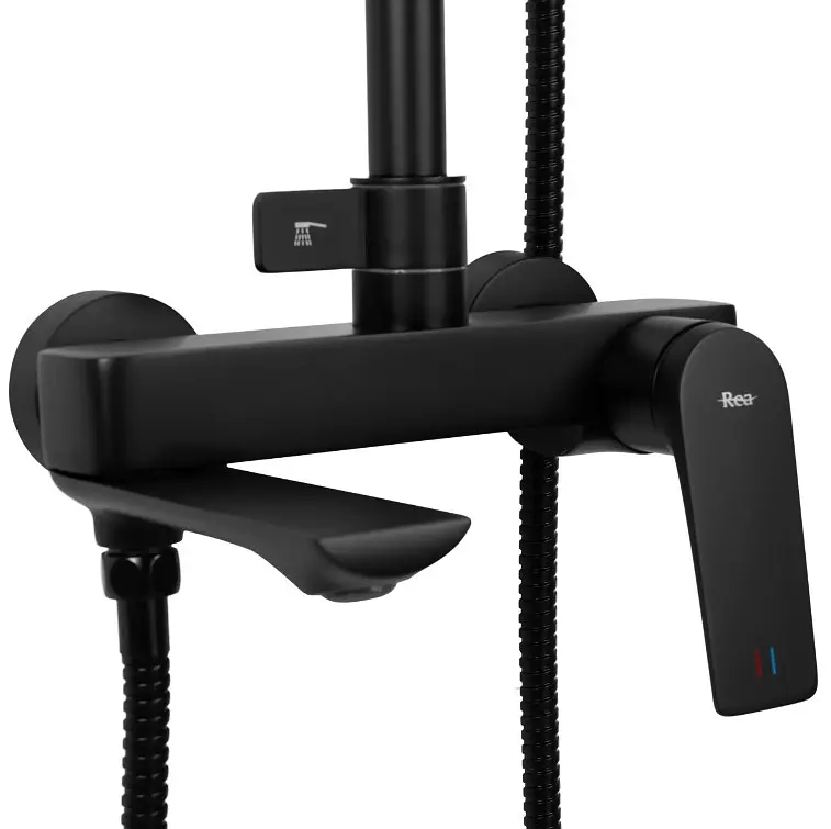 Душевая система Rea Avalon black с изливом REA-P8811, Черный матовый - фото 4