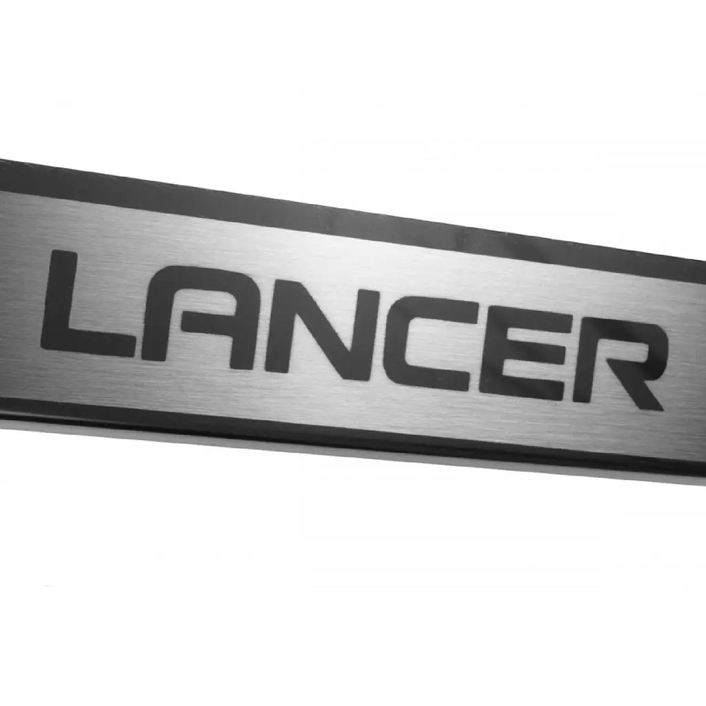 Накладки на пороги для Mitsubishi Lancer IX 2003-2007Нержавіюча сталь із загином та Логотипом 4 шт (P-MI07) - фото 3