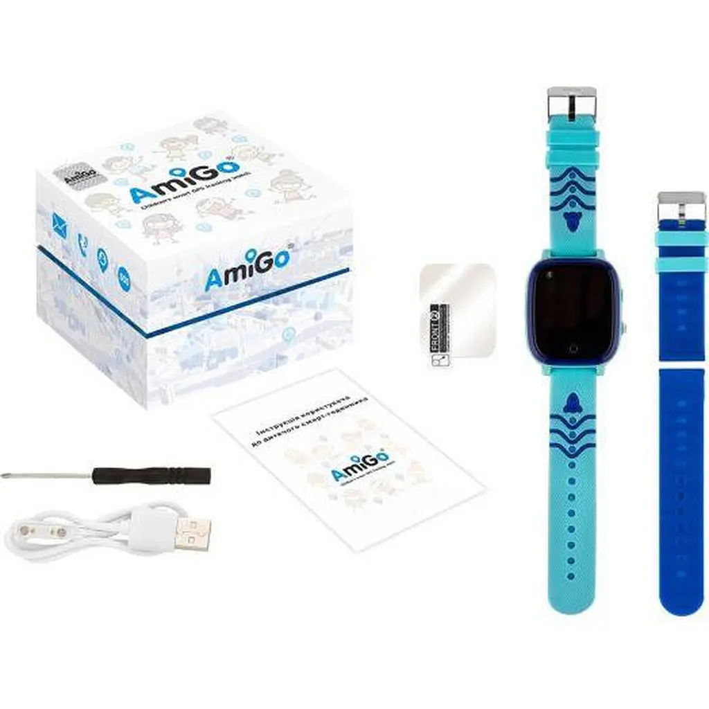 Детские часы - телефон AmiGo GO005 Thermometer 4G WI-FI голубые - фото 9