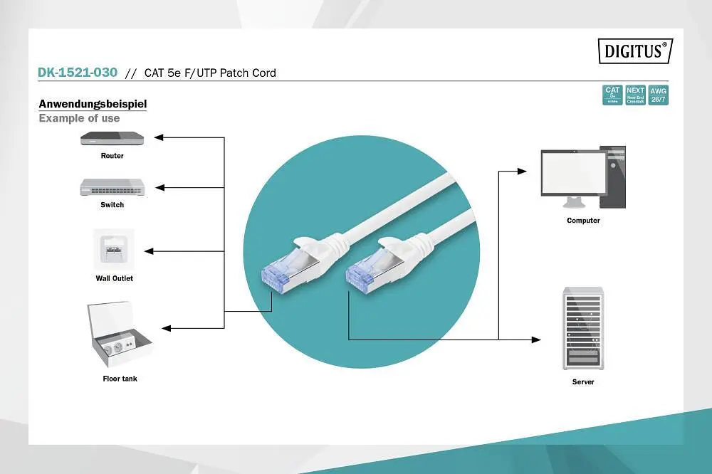 Патч-корд Assmann CAT 5e F-UTP, Cu, PVC AWG 26/7, 3 м DK-1521-030 Gray - фото 3