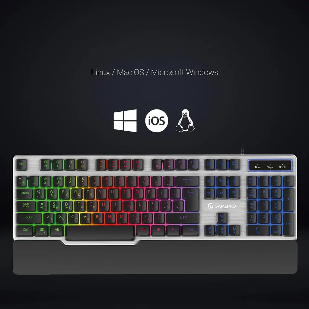 Клавіатура USB GamePro GK599 Stinger RGB Grey (GK599) UA - фото 6