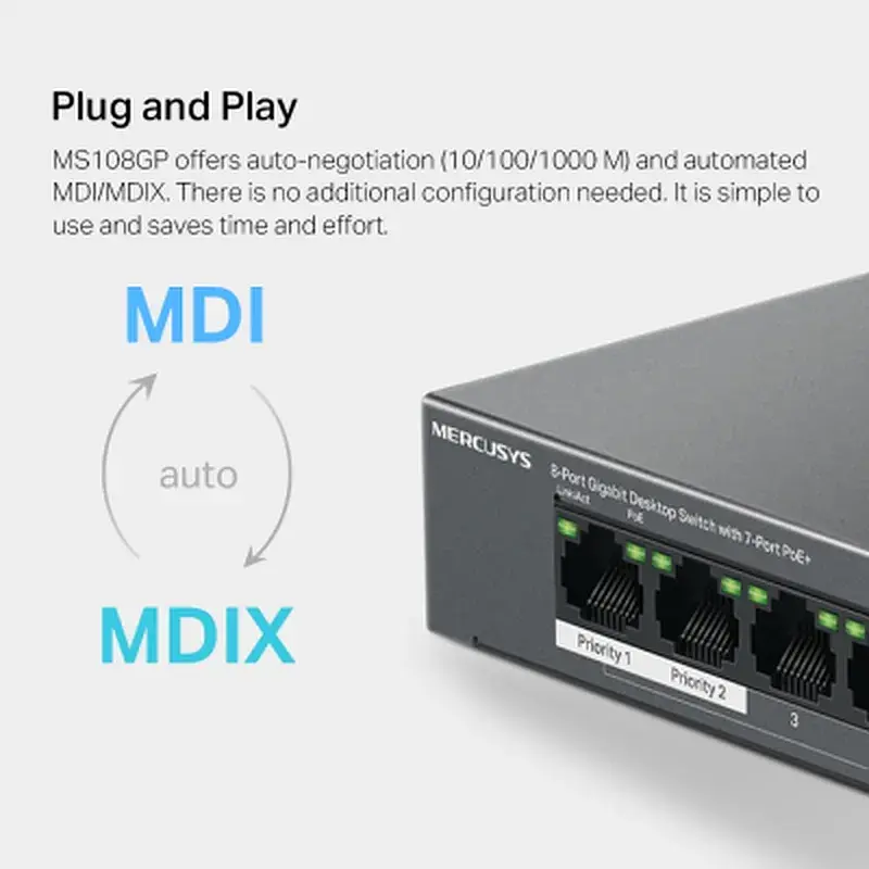 Комутатор мережевий Mercusys MS108GP - фото 9