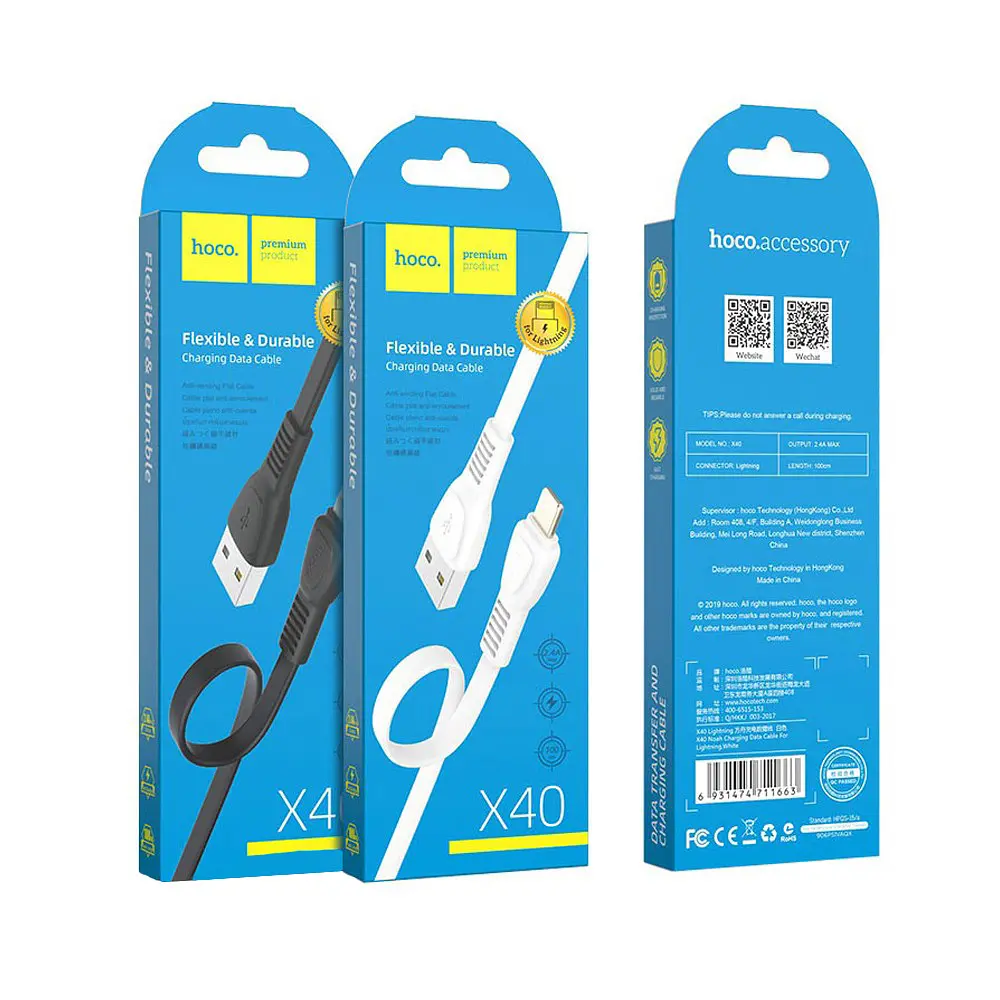 Кабель Hoco X40 Noah charging data cable for Lightning Чорний - фото 2