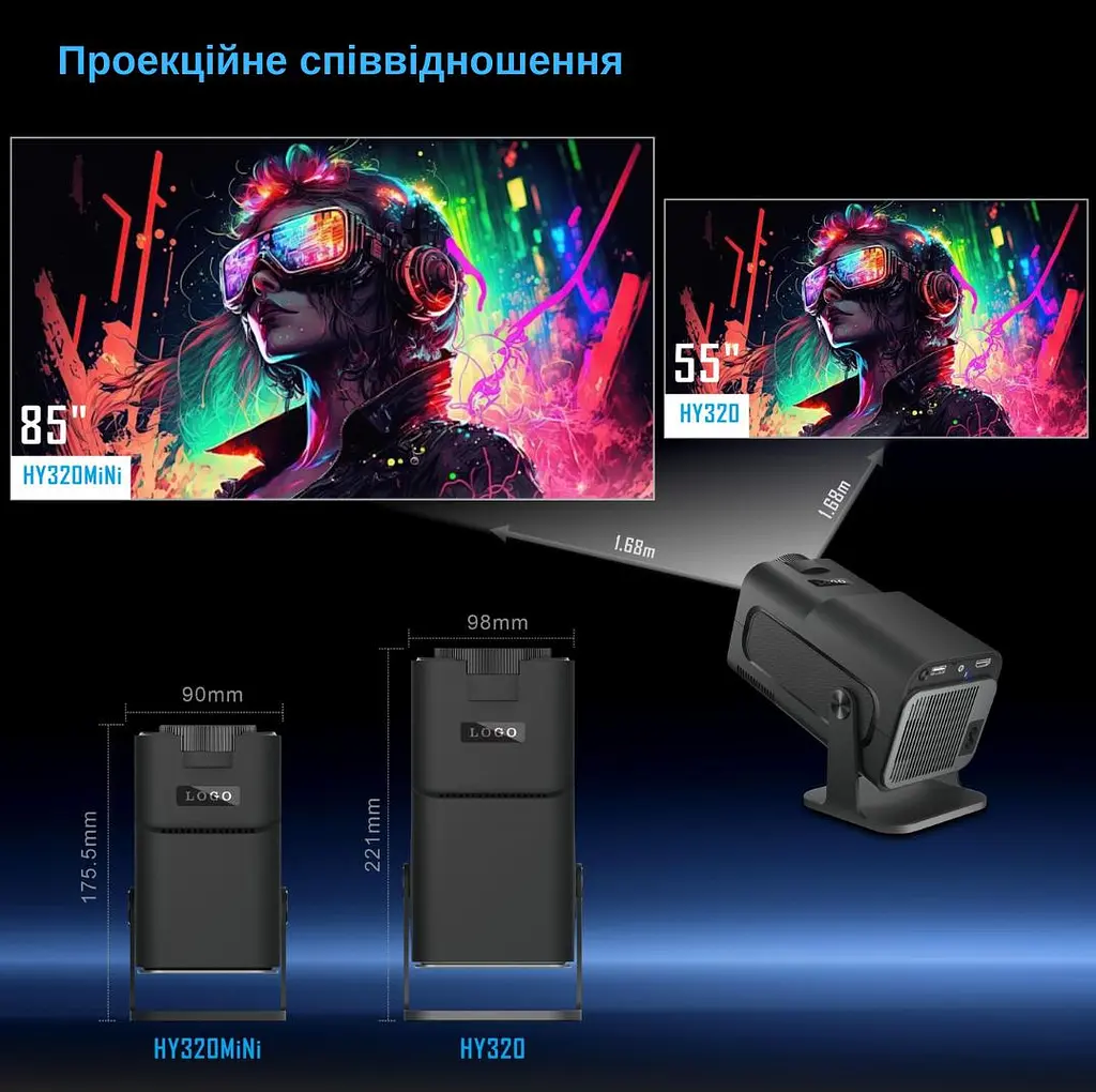 Проектор XON SmartView X-Pro Mini Full HD 1280х720Р, 4K, Wi-Fi, Android, 6800Lm (XVPU1207AB 3565) Чорний - фото 12