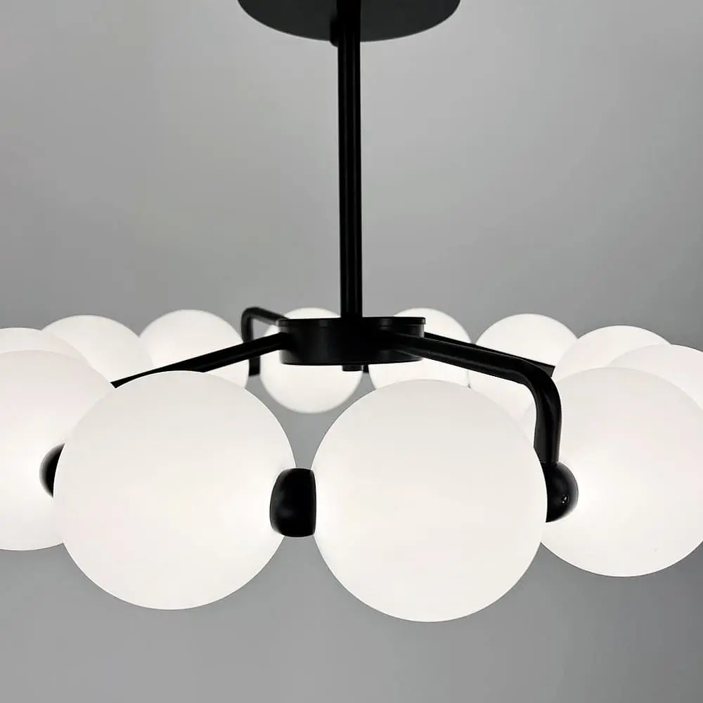 Потолочная черная люстра в виде кольца из полимерных шариков Ø 50 см Line F | Ст. 993-510 BK D120 - фото 3