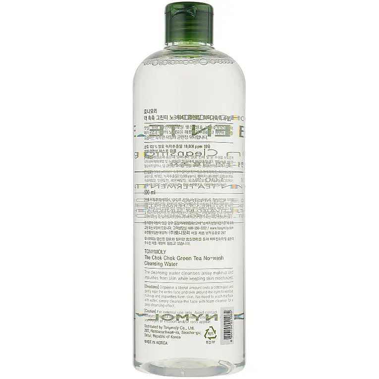 Очищувальна вода для обличчя Tony Moly The Chok Chok Green Tea No-wash, 500 мл - фото 2