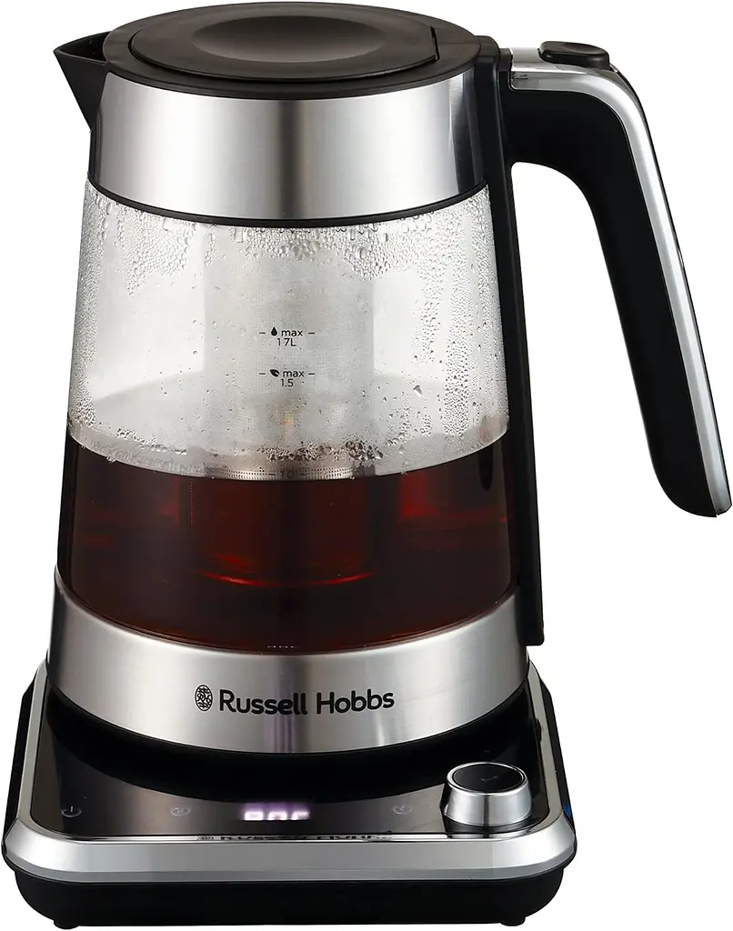 Russell Hobbs Электрочайник Attentiv Kettle, 1.7л, Strix, стекло, база с хранилищем для шнура, серый - фото 4