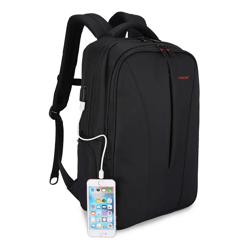 Рюкзак міський офисний Tigernu T-B3220 17л з USB для ноутбука 15.6" Black (17057) - фото 5