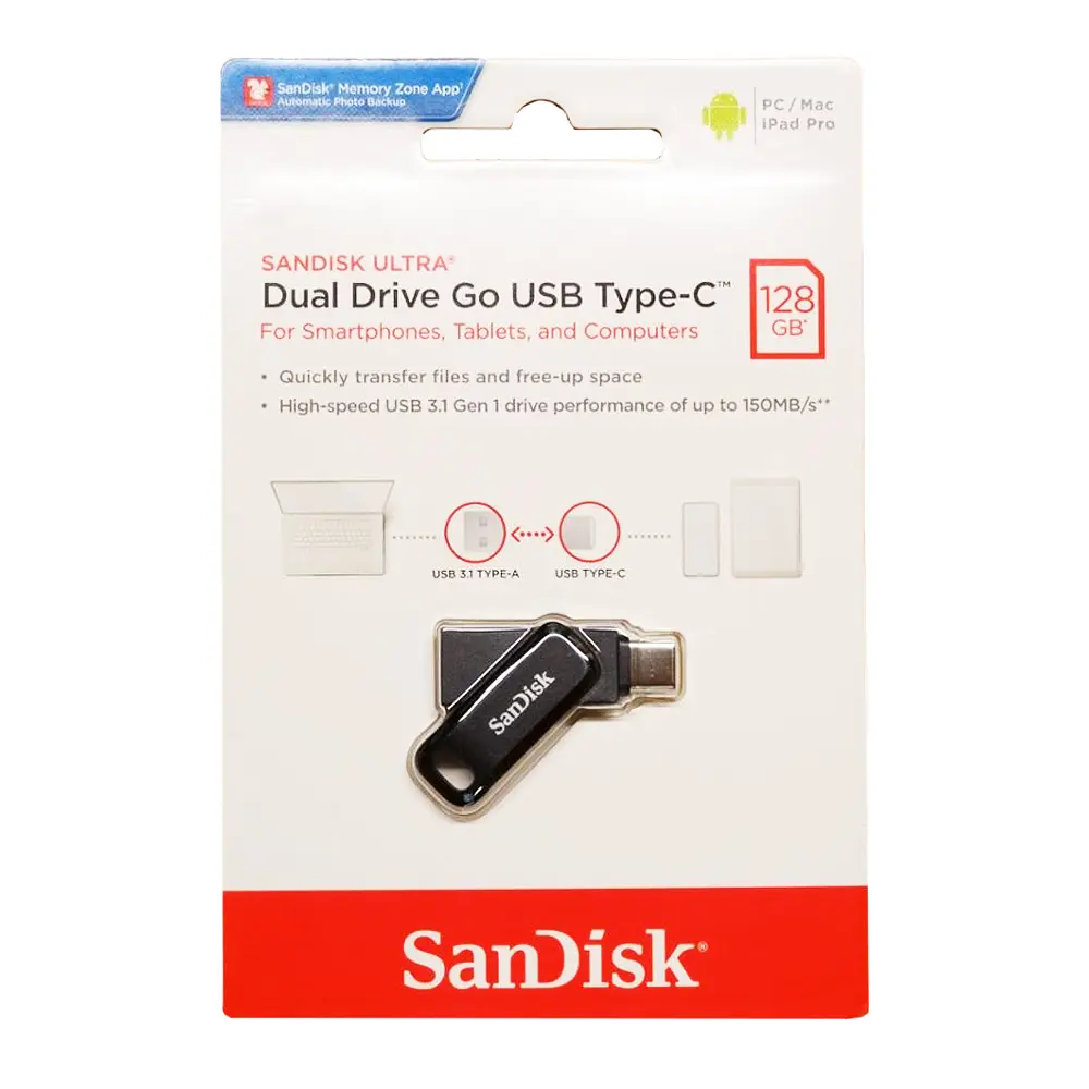 Флеш-накопичувач SanDisk USB 3.1 Ultra Dual Go Type-C 128Gb (150 Mb/s) (SDDDC3-128G-G46) - фото 2
