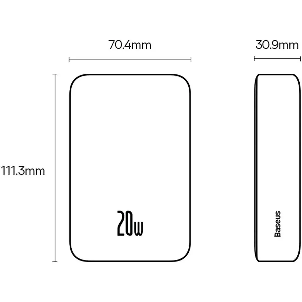 Зовнішній акумулятор Baseus Magnetic Mini 20W 20000 mAh White (PPCX150002) [113529] - фото 8