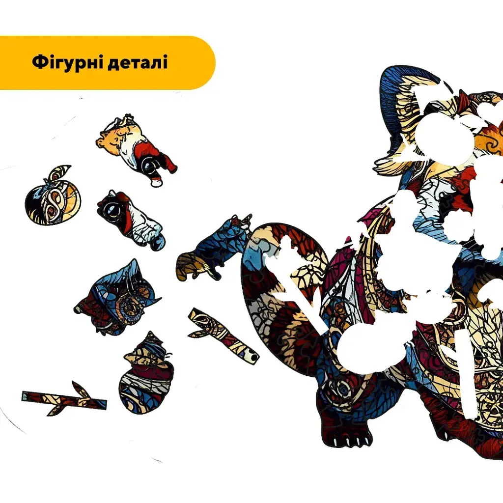Дерев'яний фігурний пазл puzzlean Панда мозаїка, А3, Дерев'яна коробка 200 елементів - фото 3
