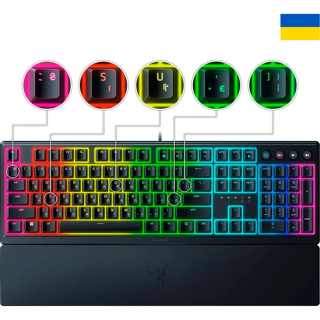 Клавиатура Razer Ornata V3 UKR Black (RZ03-04462100-R371) [94487] - фото 2