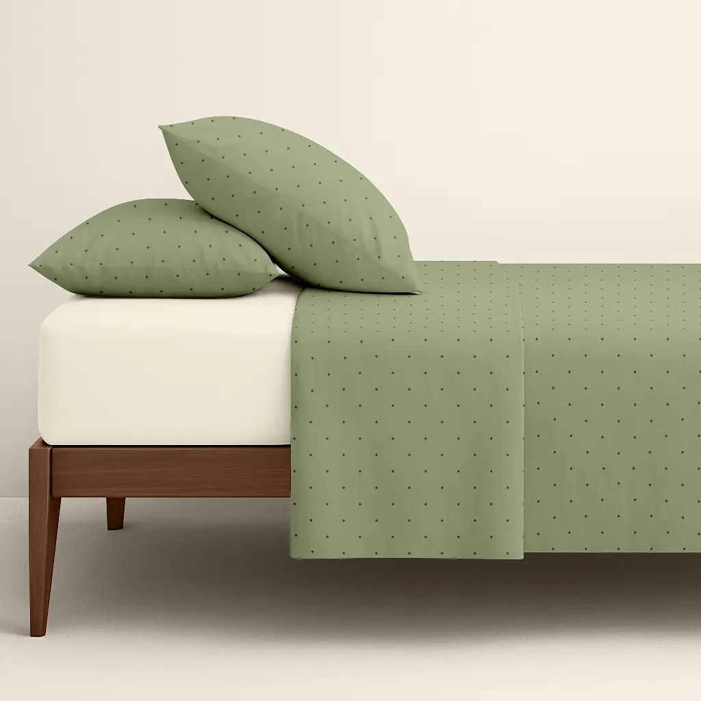 Комплект постільної білизни Cosas Olive CS6 Сімейний оливковий (OliveDots_El180x30-03VanillaCream_160x2) - фото 2