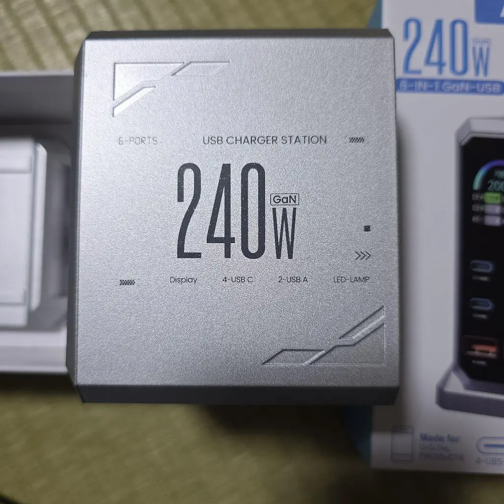 Зарядний адаптер - станція хаб живлення Asometech HW186 6-в-1 GaN 240W USB Type-C 6 портів - фото 7