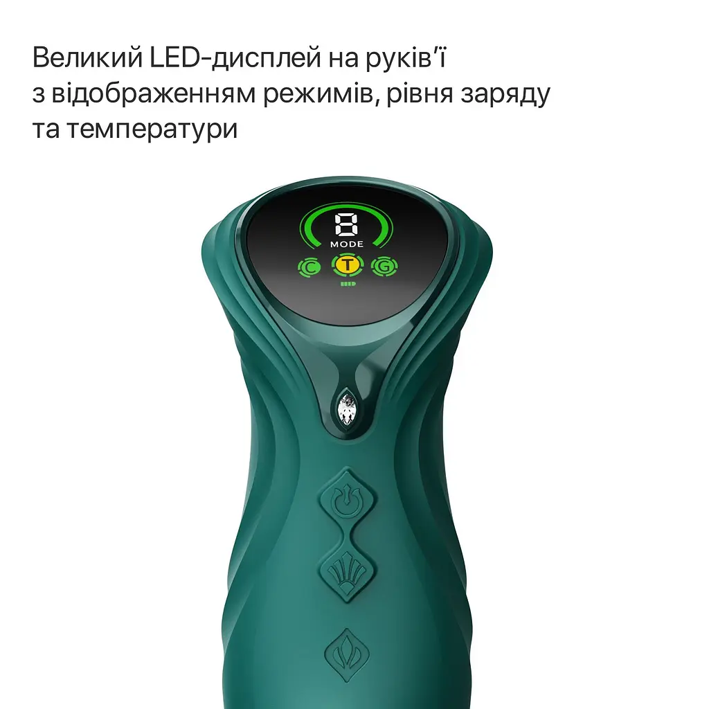 Смарт пульсатор-кролик з вібрацією Zalo Mose 2 Turquoise Green, підігрів до 42 °C, кристал Swarovski - фото 8
