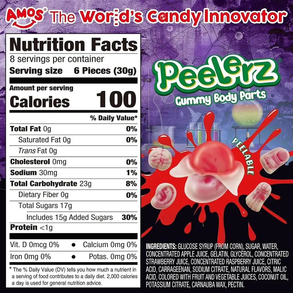 Жувальні цукерки Amos Halloween Peelerz Body Parts Gummies Candy 240г - фото 6