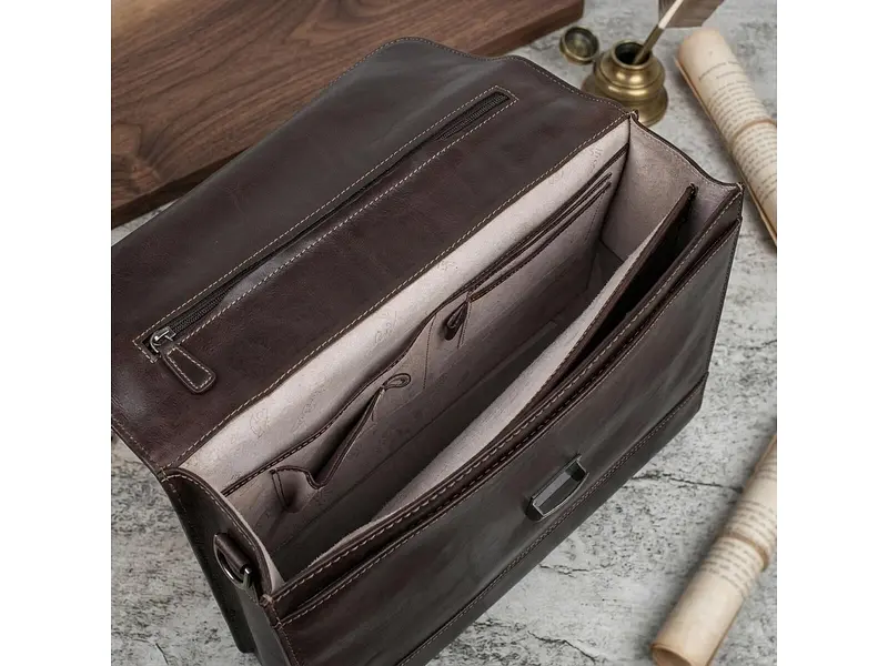 Чоловічий діловий портфель натуральна шкіра Italico 8008/40 Коричневий 40x30x13 см TONY PEROTTI sum0029076 - фото 4
