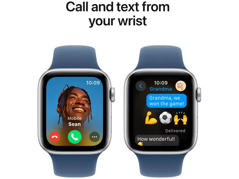 Смарт-годинник Apple Watch SE 2 GPS 44mm Silver Aluminium Case w. Denim Sport Band - S/M (MXEQ3) - фото 4