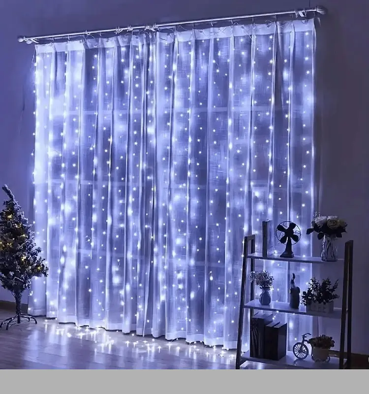 Світлодіодна гірлянда-завіса USB 200 LED 3x2м з пультом Блакитний (47719-708_214)