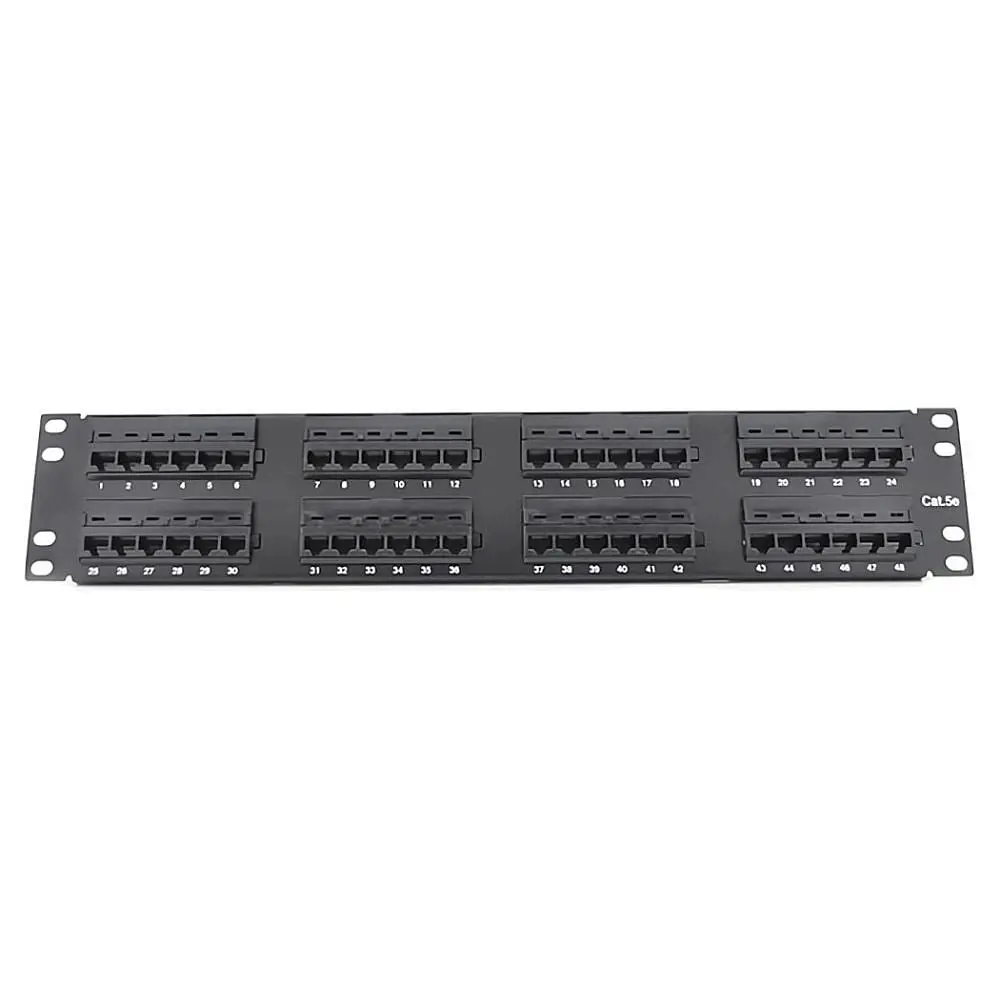 Патч-панель PiPo 48 портів UTP DUAL кат 5E 19" 2U неекранована чорна Q20 (73-00877) - фото 3