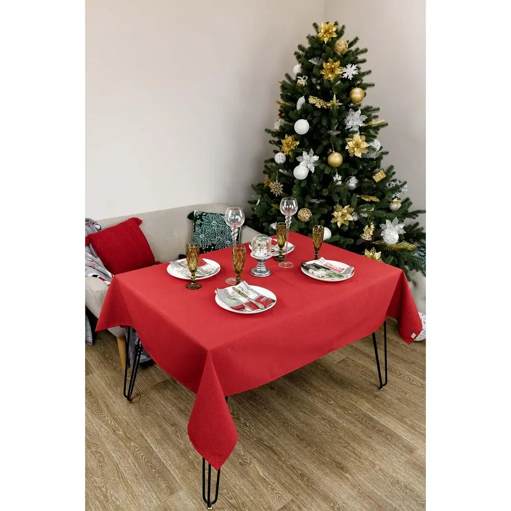 Скатерть Прованс Merry Christmas 220х132 см красная (31472) - фото 4