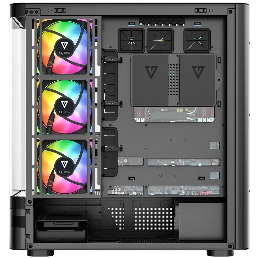 Корпус ModeCom VOLCANO AQ200 ARGB MIDI FRONT LCD 4x120mm fans BLACK без БЖ ATX - фото 5