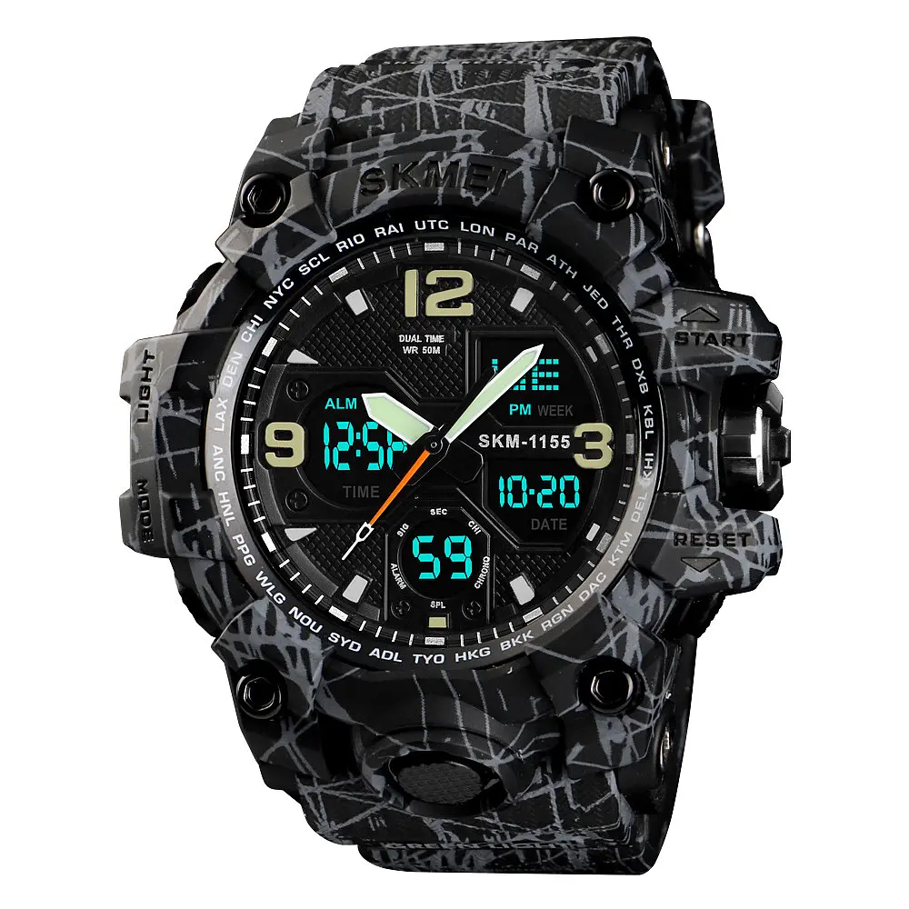 Наручний годинник чоловічий Skmei 1155 Gray Black, 1155BGYBK (12278) - фото 2