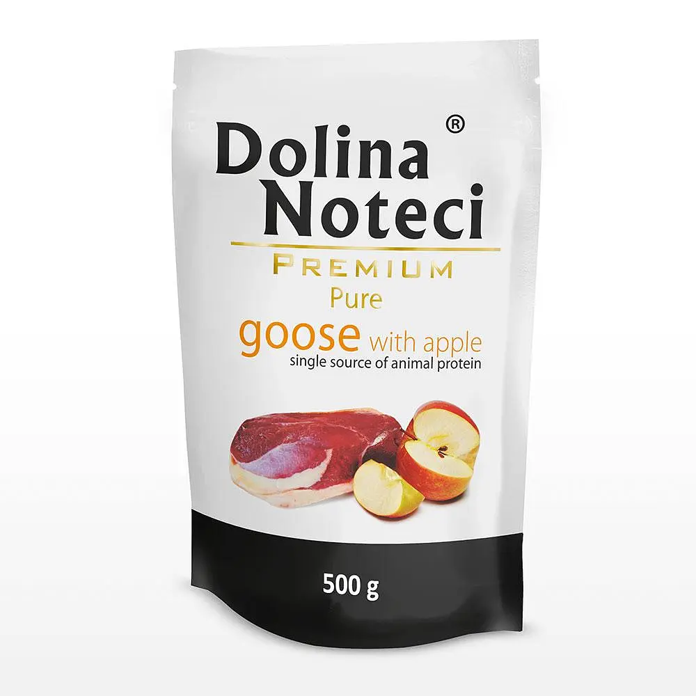 Вологий корм для собак алергіків Dolina Noteci Premium Pure з гускою та яблуком пауч 500 г