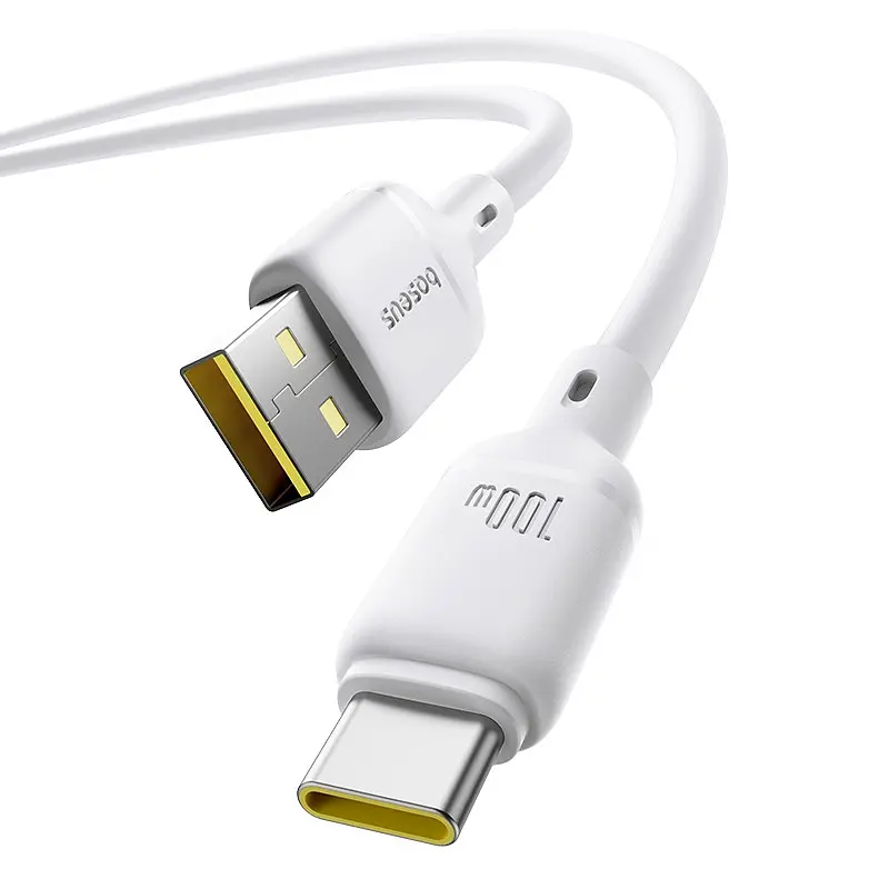Дата кабель Baseus Silky Series OS Fast Charging USB to Type-C 100W (1m) (P10377703) Moon White - фото 2