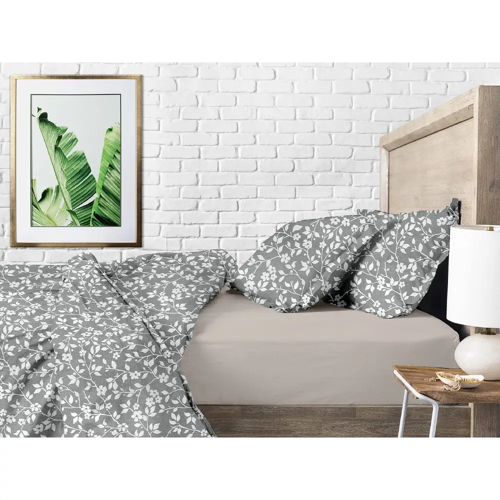 Комплект постільної білизни Cosas євро з простирадлом на резинці FLOWERS CS1 200 x 220 см (FlowersWhiteQuartz_El-Quartz_200) - фото 2