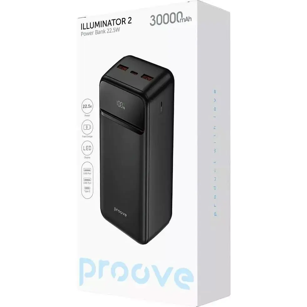 Павербанк Proove Illuminator 2 Black 30 000 mAh / 22.5 Вт (PBIP30212201) - фото 3
