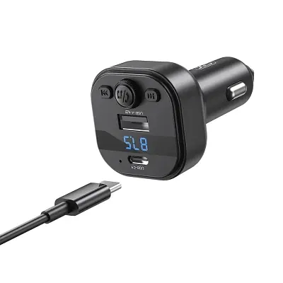 FM модулятор XO BCC18 USB-A OTG/USB-C чорний (BCC18.black) - фото 6